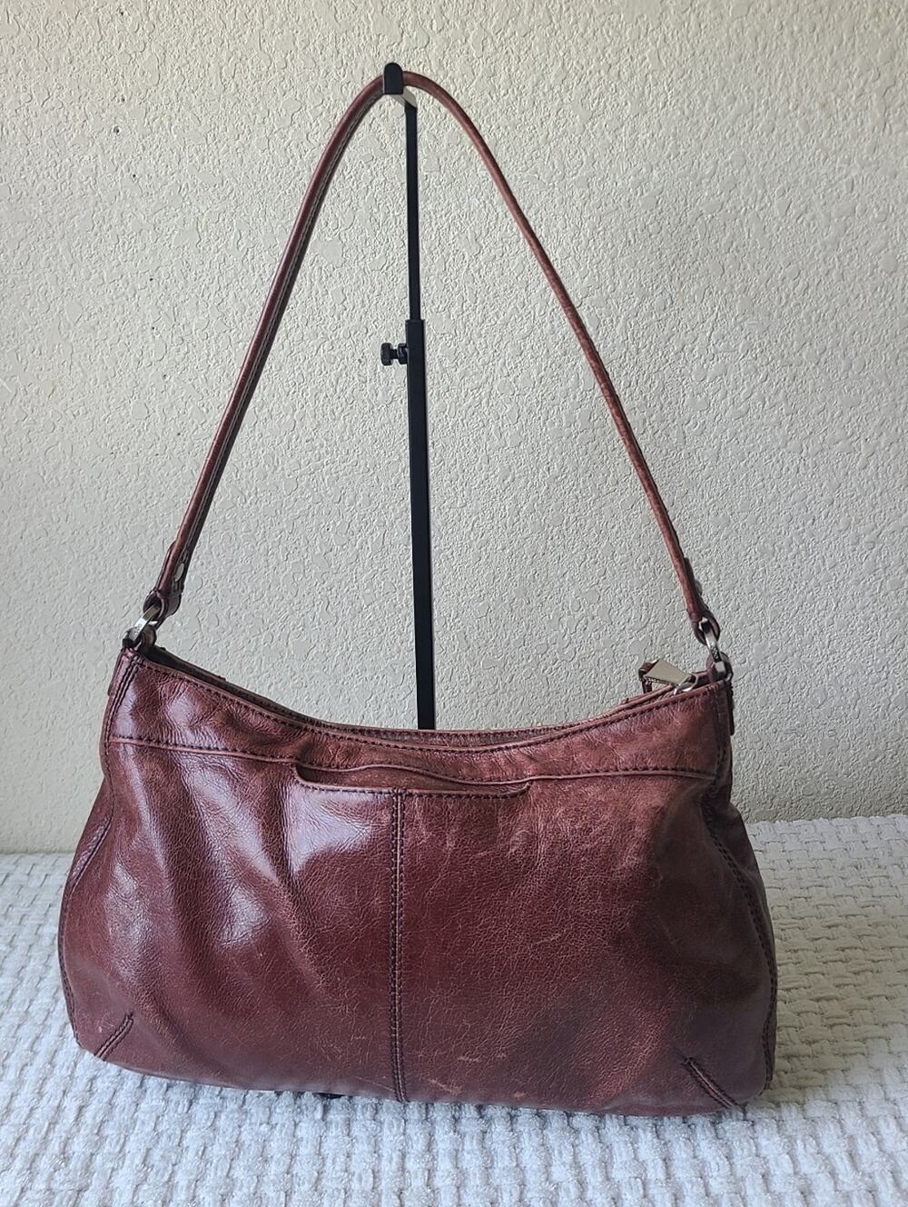 HOBO Leather Shoulder Bag in Dark Red